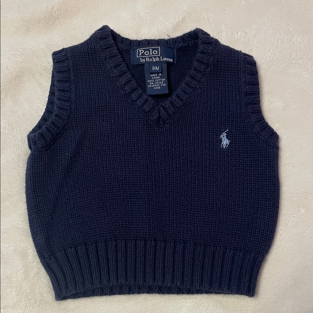 Vintage Baby Polo Ralph Lauren Navy Knit Vest